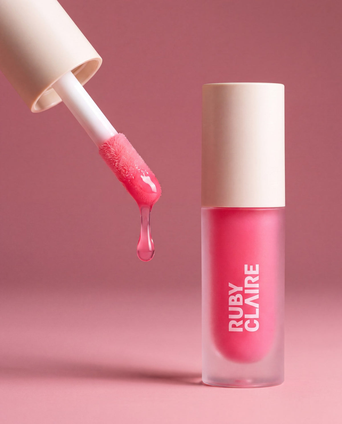 Ruby Claire Dream Lip Oil in Pink Cloud — macro shot