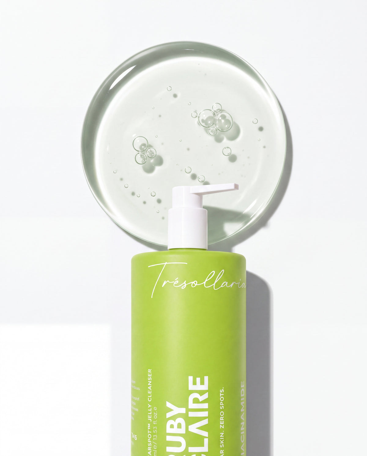 Ruby Claire ClearSpot Jelly Cleanser texture disc above the pump