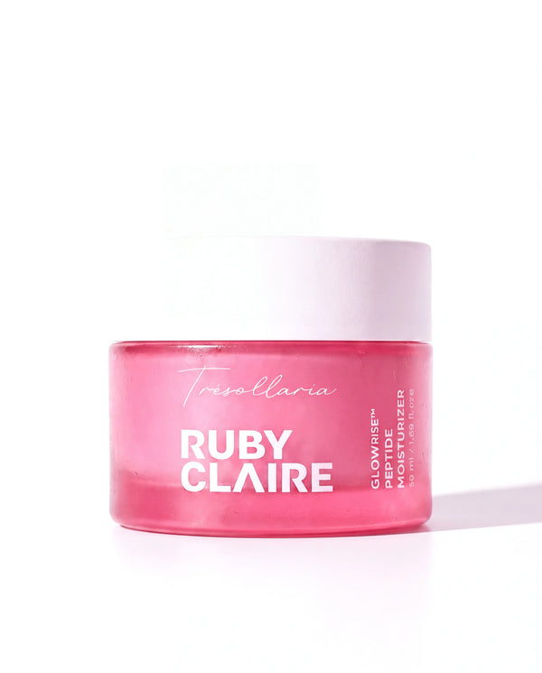Ruby Claire GlowRise Peptide Moisturizer 50 ml pink frosted glass jar