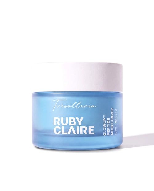 Ruby Claire GlowUp Peptide Moisturizer 50 ml blue frosted glass jar