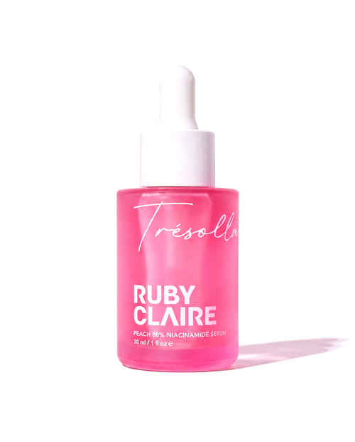 Ruby Claire Peach Niacinamide Serum 30 ml pink frosted glass dropper bottle