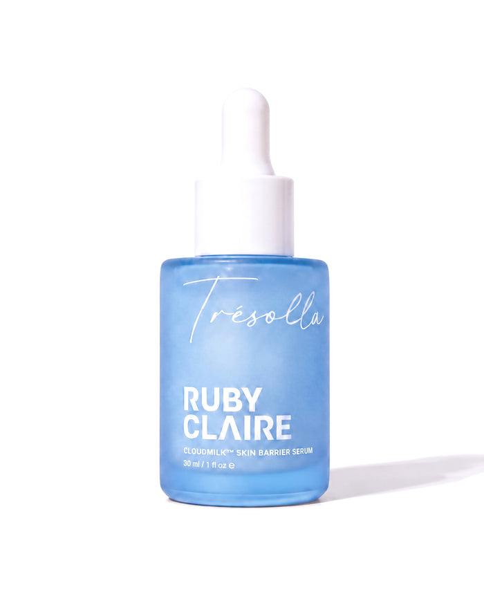 Ruby Claire CloudMilk Skin Barrier Serum 30 ml frosted blue glass dropper bottle