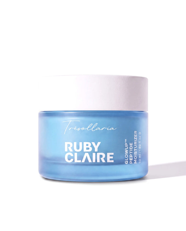 Ruby Claire GlowUp Peptide Moisturizer 50 ml blue frosted glass jar